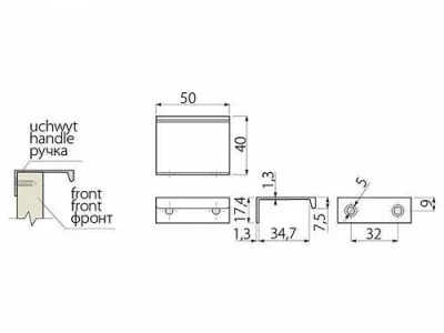 GTV: Ручка алюминивая HEXI C=96мм L=150мм, белая UA-HEXI96-10M