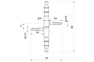 Петля декоративная 92х9х9мм, отделка бронза античная