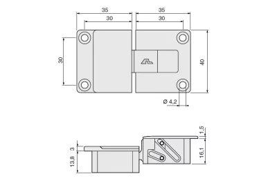 Петля врезная Line-A для откидных фасадов, отделка никель