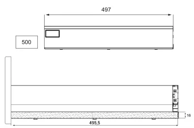 Боковина для ящика H.90 L=500, левая, отделка серая