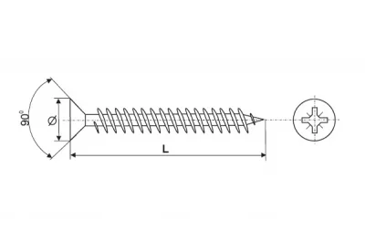 Шуруп-саморез 3,5х12мм, головка потай, крест PZ2, отделка цинк (за 1000штук)