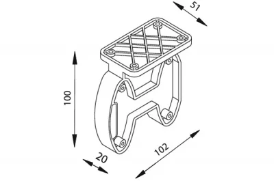 Опора для крепления выдвижных элементов к полкам, отделка транспарент