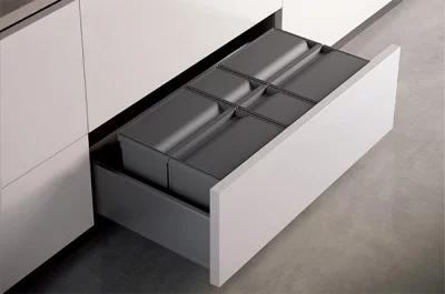 9XL Система хранения в базу 900, H.277мм (ведра: 1х11л,1х26л, 1х26л с разделителем), отделка орион серый