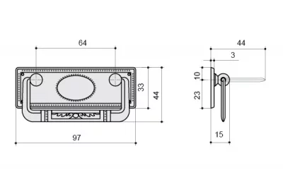 Ручка-скоба 64мм, отделка бронза "Флоренция"