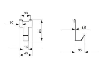 Крючок одинарный 40мм, отделка белый бархат (матовый)