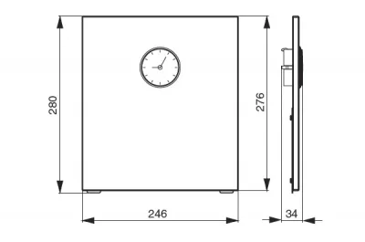 Подставка для планшета с часами, 250х276х10мм, отделка дуб/белый бархат (матовый)