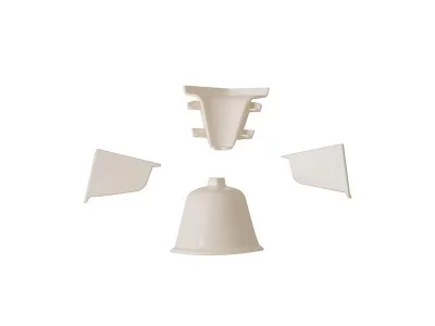 Комплект соединителей овального пристеночного бортика (VER%/35), (4ч.:2 загл., 90°внут.+90°внеш.) пластик, белый 91115