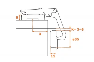 Петля 70" для угловых решений (bi-fold)