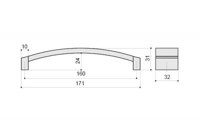 Ручка-скоба 160мм, отделка хром матовый + транспарент прозрачный