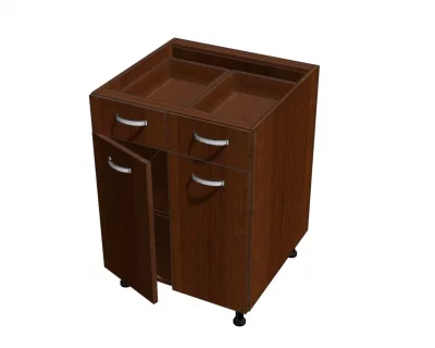 Корпус напольной тумбы под столовые приборы, 2 ящика и полка 700*560*720 Корпус напольной тумбы под столовые приборы, 2 ящика и полка 700*560*720