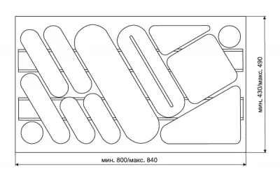 Ёмкость в базу 900 для столовых приборов, цвет серый металлик