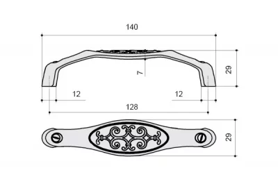 Ручка-скоба 128мм, отделка бронза &quot;Валенсия&quot;
