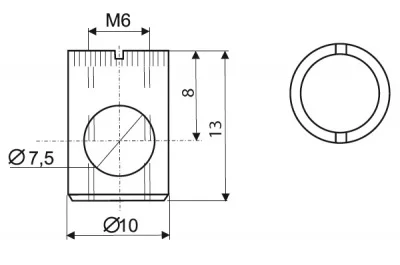 Бочонок стяжки фасада d.10мм, h.13мм, M6 для 16мм ДСП (за 100 штук)