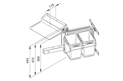 Набор для раздельного сбора мусора, в базу 450, правый С ДОВОДЧИКОМ