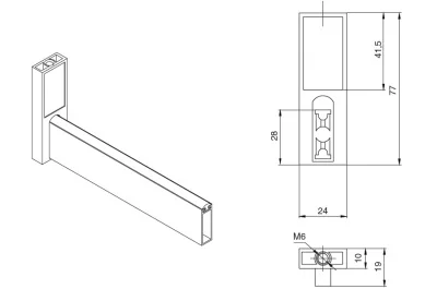 Linear Держатель штанги 10х30 торцевой, отделка под алюминий