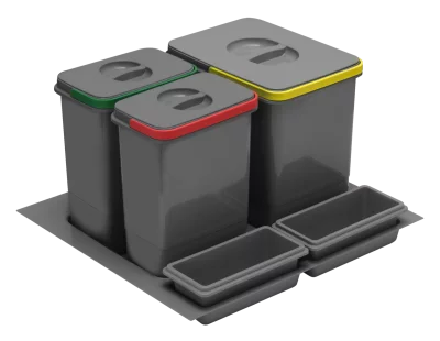 GTV: КОМПЛЕКТ ВЕДЕР MULTINO 600 1X15Л+2X7Л+2 ЕМКОСТИ, АНТРАЦИТ: PB-91114100B5-A