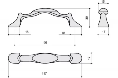 Ручка-скоба 96мм, отделка бронза + керамика