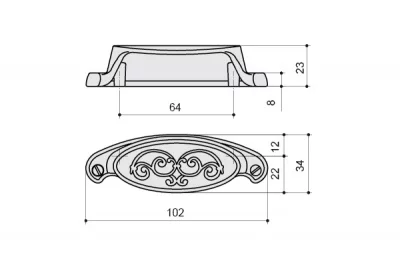 Ручка-скоба 64мм, отделка серебро старое