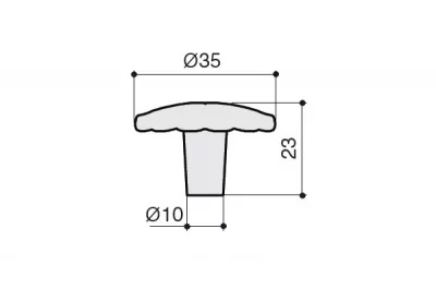 Ручка-кнопка, отделка молочная с медной патиной