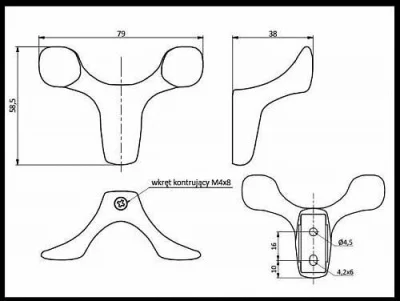 GTV: Крючок мебельный TOLEDO B, черный матовый: WZ-TOLED-B0-20M