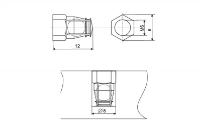 Бусола М6 разжимная, d=8, Н=12 (за 100 штук)