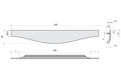 Ручка врезная 446мм, отделка сталь шлифованная
