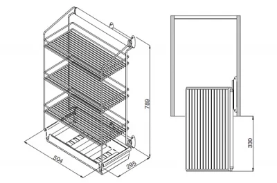 Выдвижная полка для белья, трёхуровневая