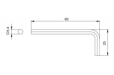 Ключ шестигранник L-образный CH.4, отделка цинк (за 100 штук)