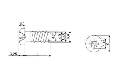 Евровинт L=10.5мм, головка овал [за 1.000штук]