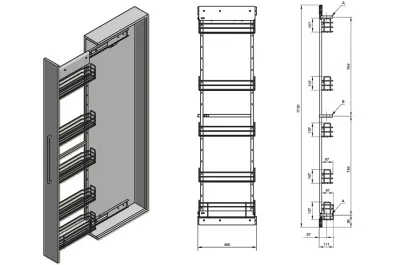 Колонна в базу 150 выдвижная c 5 сетками, отделка хром