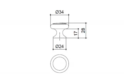 Ручка-кнопка, отделка серебро старое + вставка
