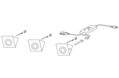 Светильник прямоугольный, комплект 3шт, сталь [трансформатор 60W]