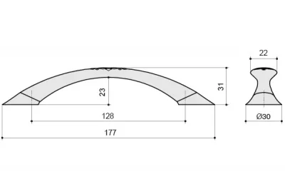 Ручка-скоба 128мм, отделка бронза античная