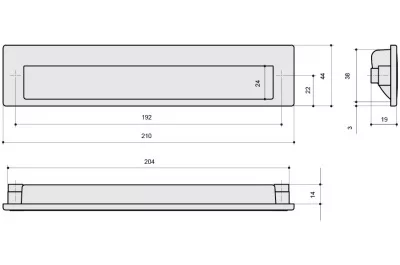 Ручка врезная 192мм, отделка титан + хром матовый лакированный