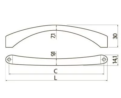 Ручка мебельная CLEO C=128 мм, алюминий - Collection Shape Art. GTV UZ-CLEO-128-05