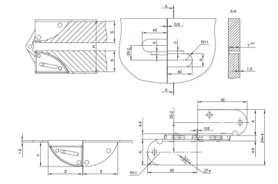 Петля врезная 180, для ДСП 18 мм, отделка желтый цинк