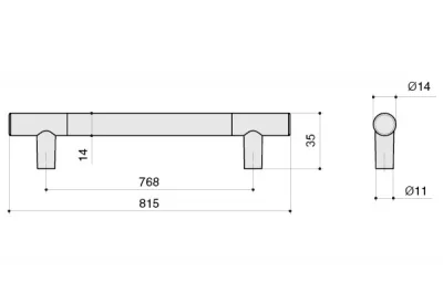Ручка-скоба 768мм, отделка никель матовый