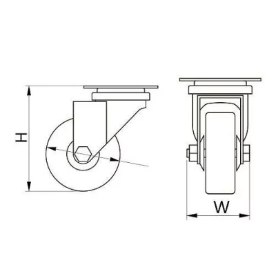 GTV: Колесо мебельное GREYROLL, d-75мм, серое, без стопора: KM-GREYROLL-75MM-BH
