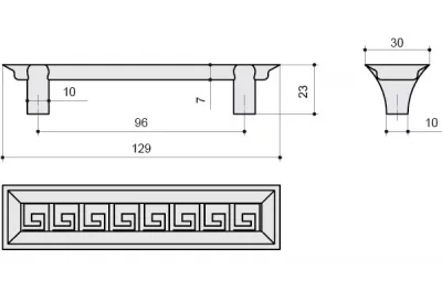Ручка-скоба 96мм, отделка серебро античное