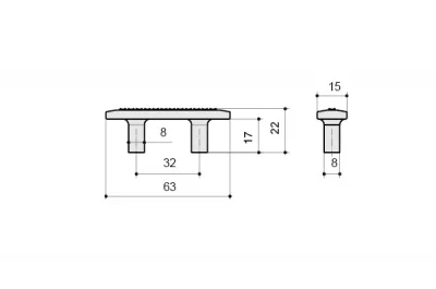 Ручка-скоба 32мм, отделка никель глянец воронёный + горный хрусталь