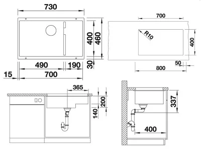 Мойка SUBLINE 700-U Level Silgranit InFino Шампань 523544
