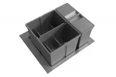 9XL Система хранения в базу 600, H.277мм (ведра: 1х11л, 1х26л с разделителем), отделка орион серый