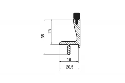 Профиль Г-образный под пропил с демпфером, L=4500, отделка сталь шлифованная