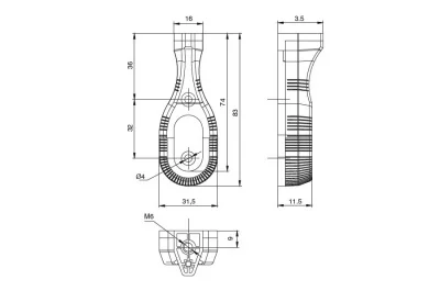 Держатель штанги 15х30 с фиксатором, цвет под алюминий