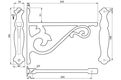 Менсолодержатель "Castello", отделка серебро античное, большой