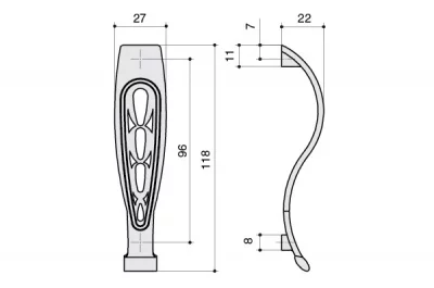 Ручка-скоба 96мм, отделка серебро