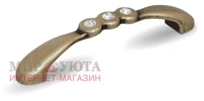 Ручка-скоба 96мм бронза состаренная с кристаллами Сваровски: 1027K.96.23