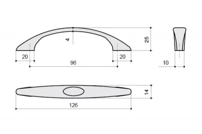 Ручка-скоба 96мм, отделка бронза шлифованная + вставка