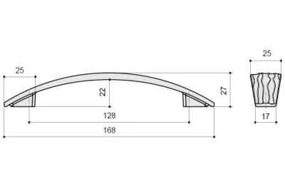Ручка-скоба 128мм, отделка бронза античная