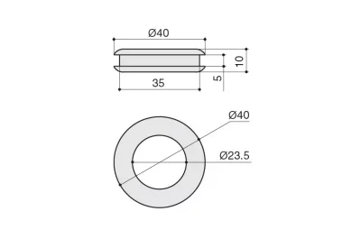 Ручка врезная, отделка серая
